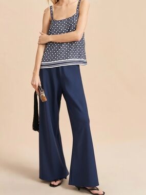 La Ligne Colby Wide Leg Pants in Navy Crepe Medium